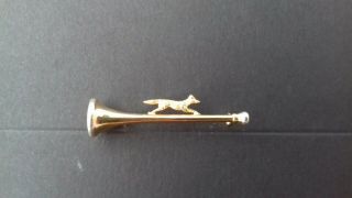 Vintage 9ct Gold Fox Hunting Horn Stock Pin 2