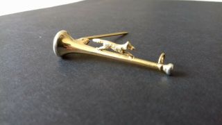 Vintage 9ct Gold Fox Hunting Horn Stock Pin 3