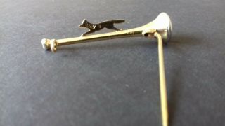 Vintage 9ct Gold Fox Hunting Horn Stock Pin 4