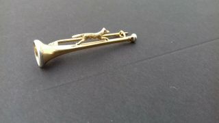 Vintage 9ct Gold Fox Hunting Horn Stock Pin 8