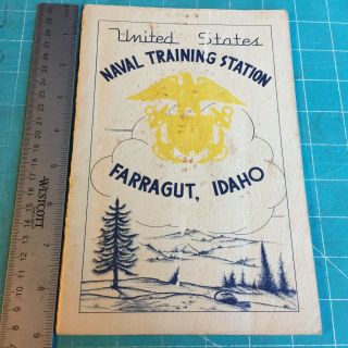 Book Us Naval Training Station Farragut Idaho Marksman Certificat 1944 Wwii Navy