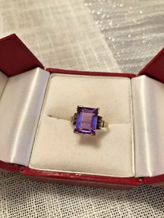 Vintage 10k Yellow Gold Synthetic Alexandrite Ring