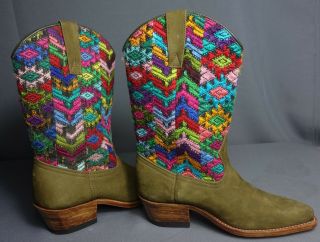 Handcrafted Cowboy Boots Created From Vintage Maya Woman 