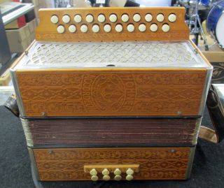 Vintage Hohner Diatonic 2 Two Row Button Accordion G - C Needs Work $1