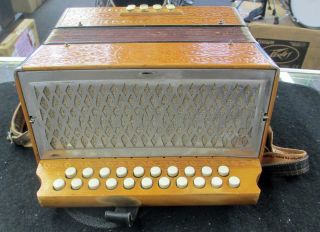Vintage HOHNER Diatonic 2 Two Row Button Accordion G - C Needs Work $1 3