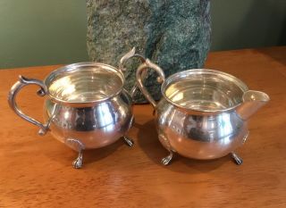 Sterling Silver F.  B.  Rogers Sugar/creamer Set Vgc Footed Gleaming