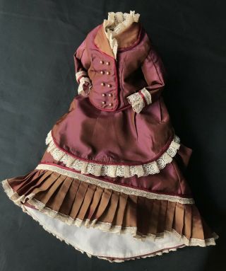 Cg Silk French Fashion Doll Dress 40cm 16 " Antique Doll Authentic Pattern