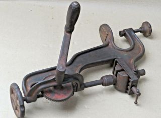 Antique Goodell Pratt Company Toolsmiths Bench Drill Press Hand Crank Usa C1900