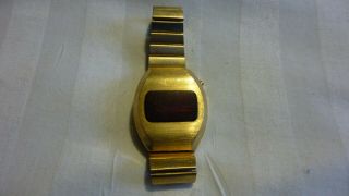 Mens Vintage Perkins Inc L E D Red Digital Watch Touch Set & Date