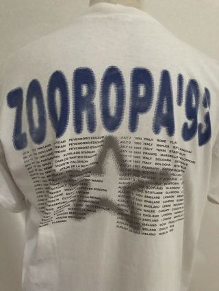 U2 Zooropa Vintage 1993 Official Tour T Shirt Size XL 2