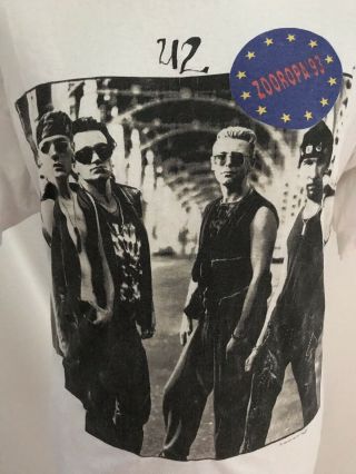 U2 Zooropa Vintage 1993 Official Tour T Shirt Size XL 3