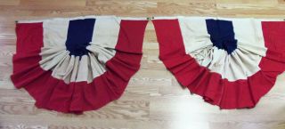 Old Vintage Flag And 2 July 4th Bunting Pennants Parade Porch Patriotic Banners