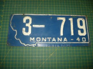 Vintage 1940 License Plate Antique Old Early Montana United States Nr