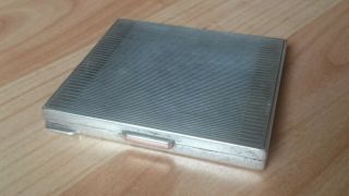 Gold Clasp Engine Turned Art Deco Solid Silver Cigarette Case Box London 1944