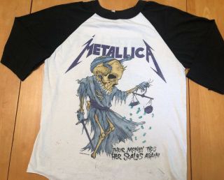 Metallica Money Scales Appetite Jersey Vintage 1988 Tee Shirt Rare Size L Tour