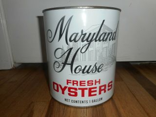 Vintage 1 Gallon Fresh Oysters Advertising Metal Hb Kennerly Nanticoke,  Md Can