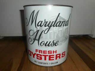 Vintage 1 Gallon FRESH OYSTERS Advertising Metal HB Kennerly Nanticoke,  MD CAN 3