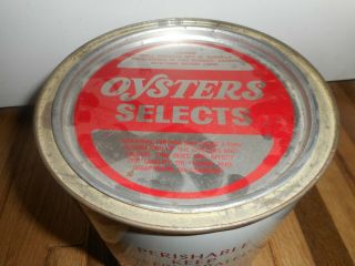 Vintage 1 Gallon FRESH OYSTERS Advertising Metal HB Kennerly Nanticoke,  MD CAN 5