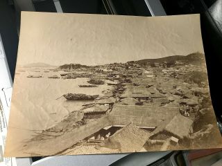 c1870s KOREA Rare Large Albumen Photo SEOUL? KOREA Birds Eye View BUND & TOWN 2