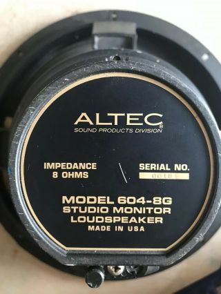 Vintage Altec Lansing 604 - 8g Black Speakers