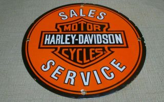 Vintage Harley Davidson Sales Service Porcelain Metal Sign Dealer Sales Repair