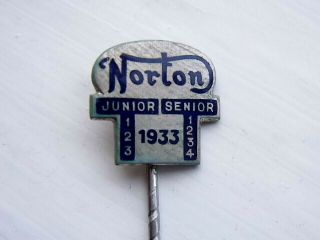 Isle Of Man Tt Norton 1933 Stick Pin Vintage Badge Stamped
