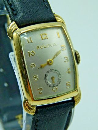 Vintage 1946 Bulova " Senator " Gents Art Deco 17 Jewel Wrist Watch Cal 8ah