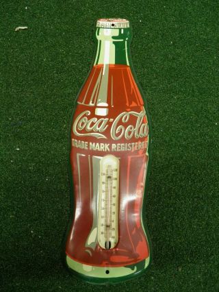 VINTAGE 1956 COCA COLA BOTTLE THERMOMETER COKE Sign Advertising 17” 2