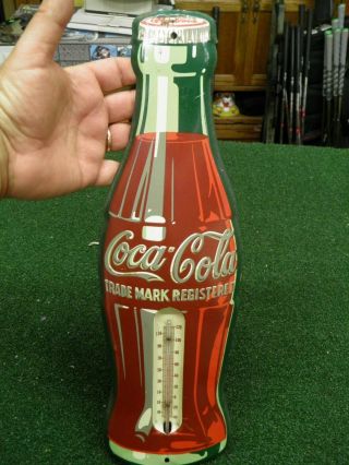 VINTAGE 1956 COCA COLA BOTTLE THERMOMETER COKE Sign Advertising 17” 3