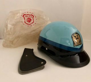 Vintage Nypd Mchal Highway Motorcycle Helmet W/ Bag - Rare