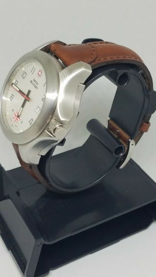 Rare Vintage (Wenger) Swiss Military 7203X Mens Compass Wrist Watch Leather 2