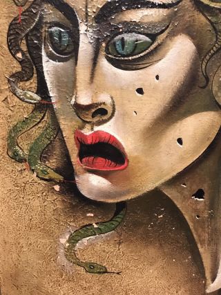 VINTAGE DUSSO OIL PAINTING ON BOARD - MEDUSA 4