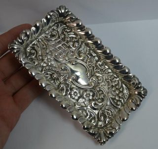Edwardian Solid Silver Rectangular Pin Dish Tray
