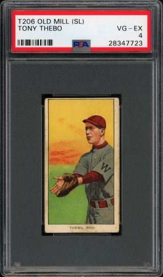 Rare 1909 - 11 T206 Tony Thebo Old Mill Back Southern League Waco Psa 4 Vg - Ex