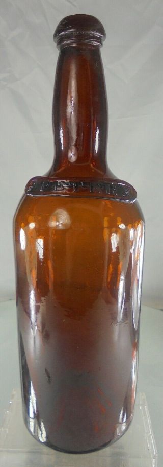 F.  Peters " Ribbon Seal " Antique Applied Top Danish Cherry Brandy Bottle.  Early