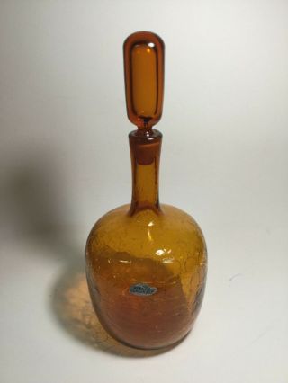 Vintage Blenko 657m Decanter In Honey Design By Joel Myers