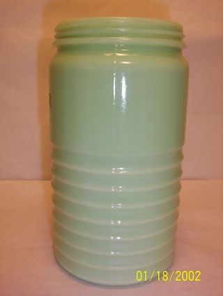 Vintage Jeannette Glass Jade - ite Jadeite Jadite Round Ribbed SUGAR Canister Jar 3