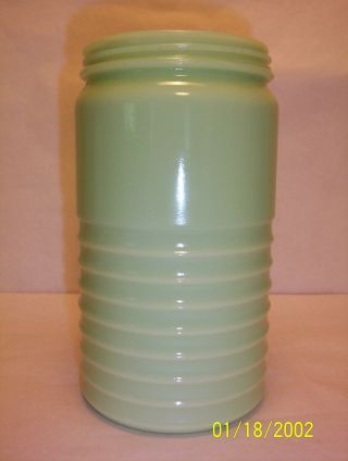 Vintage Jeannette Glass Jade - ite Jadeite Jadite Round Ribbed SUGAR Canister Jar 5