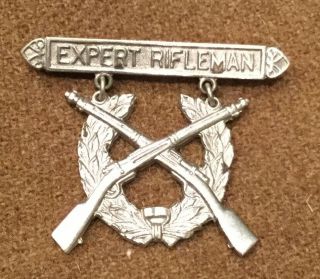 Ww2 Us Military Usmc Marine Corps Expert Rifleman Pin Badge Insignia