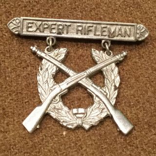 WW2 US Military USMC Marine Corps Expert Rifleman Pin Badge Insignia 2