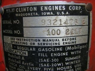 Vintage Clinton 4 Stroke Engine,  Great Spark and Compression,  Model 2117,  Gokart 8