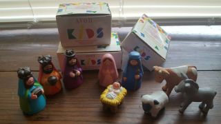 Vintage Avon 1993 My First Christmas Story Nativity Rubber Figures Kids Complete