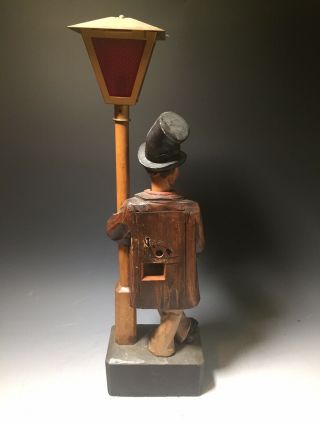 Vintage Carved Wood Music Box Whistling Automaton Karl Griesbaum 18 