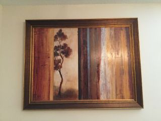 Vintage Abstract Landscape Oil On Cardboard Painting - 46 