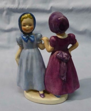 Rare Vintage Hummel Figurine 2 Girls Dancing Signed Copr.  W.  Goebel