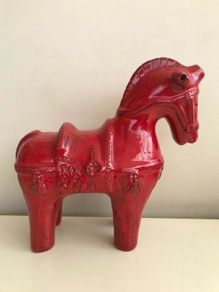 Vintage Bitossi Red Horse Aldo Londi Raymor Art Italian Pottery C.  1960 Rare