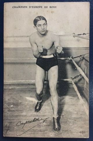 1920s Georges Carpentier Signed Vintage Boxing Postcard Fought Jack Dempsey