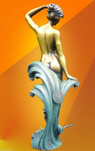 Hot Cast Bronze Statue Preiss Wave Art Deco Signed Statue Sculpture Figure