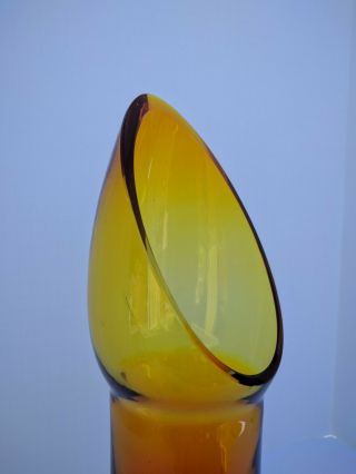 (1) Vintage Blenko Amberina Vase w/polished lip and diagonal cut lip 15 