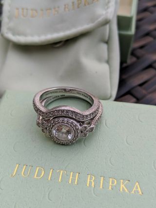 Judith Ripka Sterling Set Of 2 Diamonique Rings J380002 Size 9 Pretty
